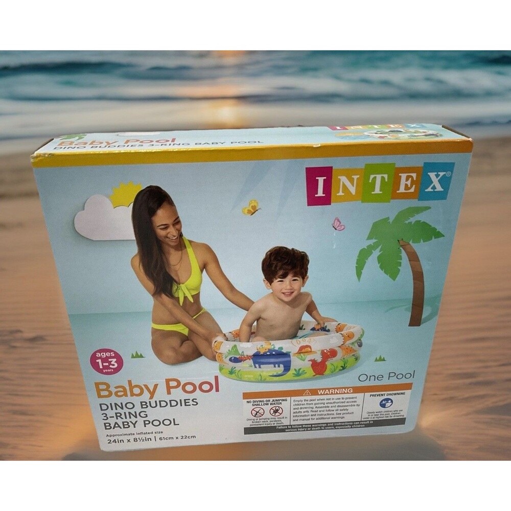 Intex Dino Buddies 3 Ring Baby Pool  Approximate size (24in x 8.5in)  Ages 1-3y